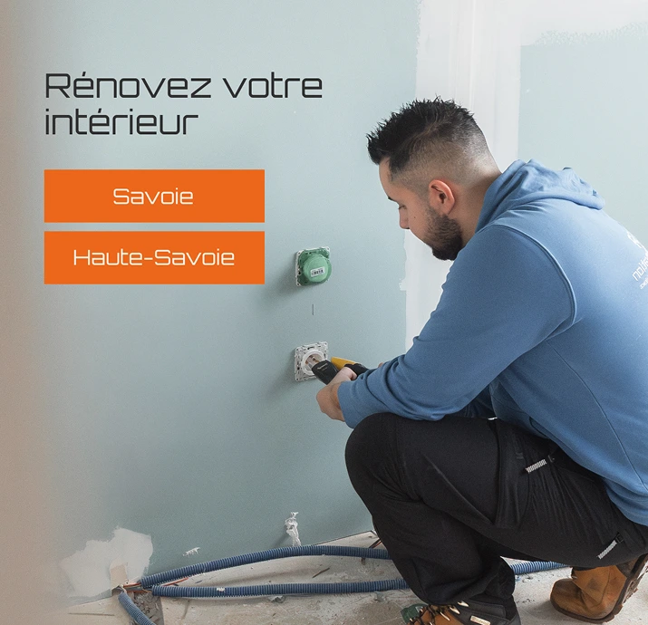 Visuel publicitaire créé pour SR Rénovation, rénovation d'intérieur en Savoie et Haute-Savoie